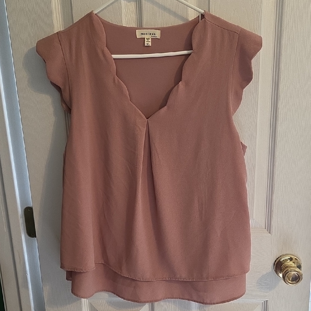Monteau Mauve Cap Sleeve Blouse